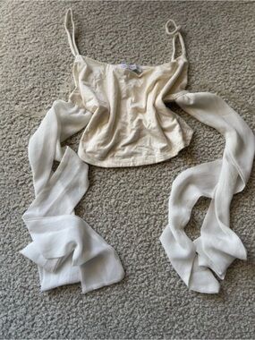 Solemio Cream Tie-Back Camisole with Sheer Sash